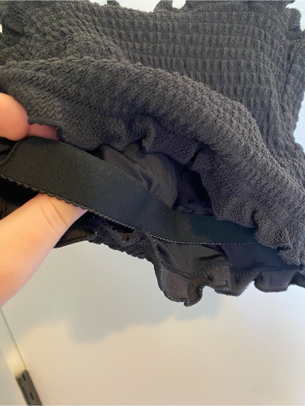 DownEast Black Smocked Swim Crop Top - Picture 4 of 5